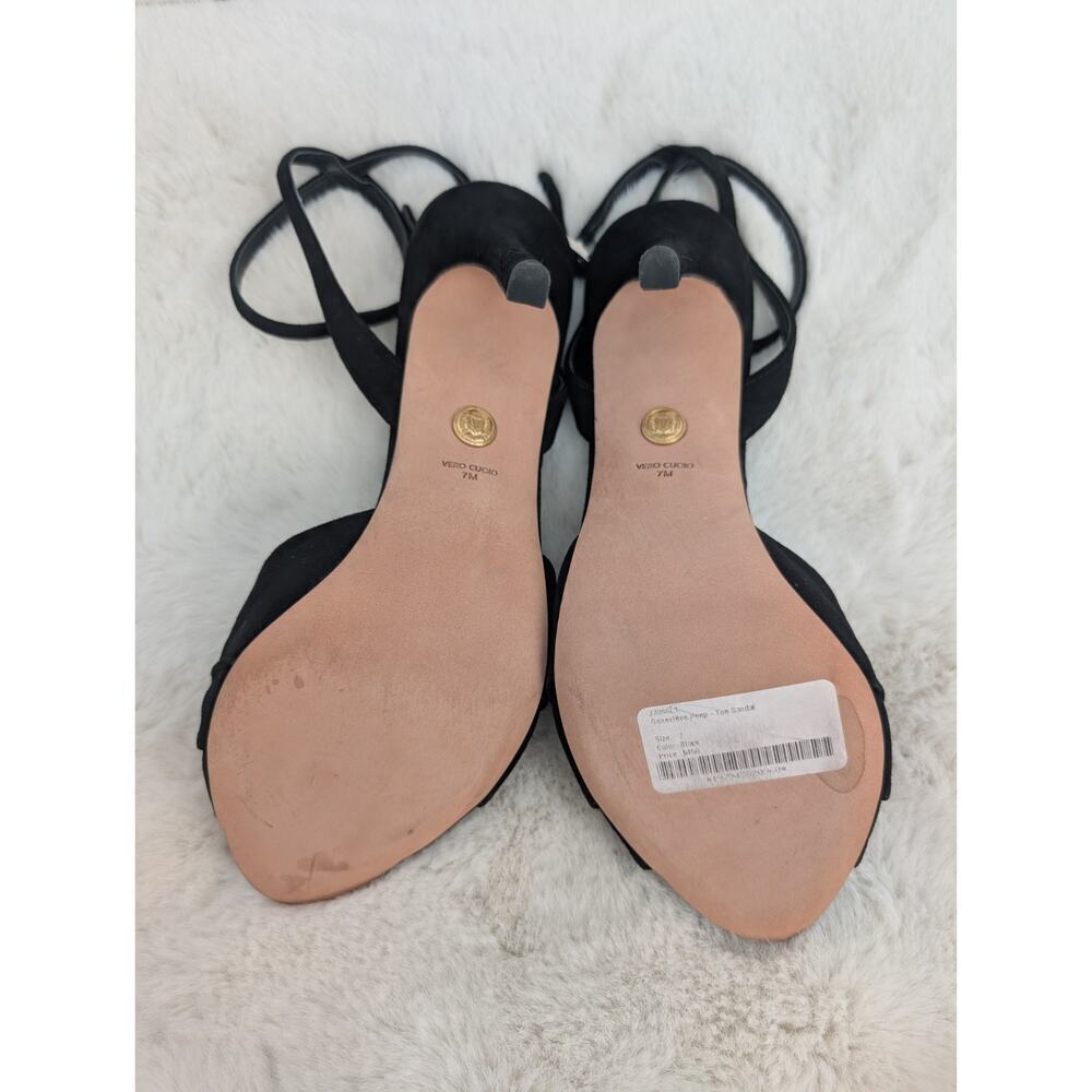 NIB Veronica Beard Genevieve Embellished Peep-Toe Sandal Sz US 7M Black - Picture 10 of 16